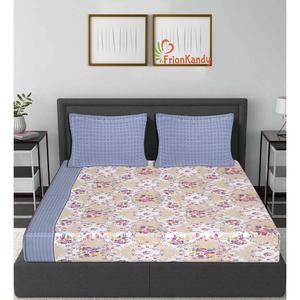 Juego de 3 Piezas de Sábanas y Fundas de Almohada de Algodón 240 Hilos con Estampado Floral Azul Claro para Cama Doble (SHKV1029) - Product Image 5