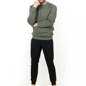 Sudadera lisa de mezcla de algodón grueso de alta calidad para hombre, sudaderas de cuello redondo de lana de gran tamaño en blanco para hombre - Product Image 1