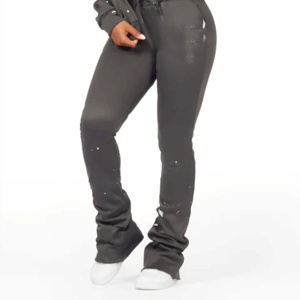 Vêtements de sport personnalisés pour femmes survêtements de yoga pantalons évasés vêtements pour femmes ensemble de vêtements de sport en coton survêtement deux pièces grande taille pour femmes - Product Image 6