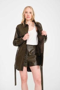 2024 haut de gamme luxe en cuir de mouton véritable veste d'hiver pour femmes respirant Long vélo manteau agneau col tournant en toile - Product Image 5