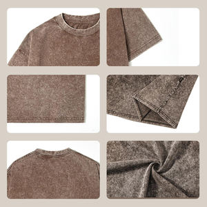 Camiseta de gran tamaño lavada Vintage para hombre, ropa de calle de peso pesado con estampado de logotipo personalizado, camiseta informal de moda de EE. UU. al por mayor - Product Image 3