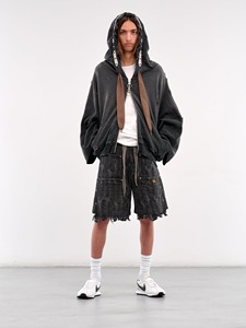 เสื้อมีฮู้ดผ้าฝ้ายสีเทาแนวสตรีทไซส์ใหญ่เปิดไหล่ตกแบบแฟชั่นทันสมัย450 GSM - Product Image 2