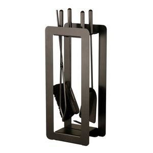 Luxury style fireplace iron tools set with brass accents and polished rods ideal for sophisticated room <b>decor</b> - Product Image 1