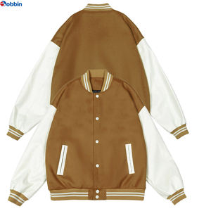 Chaqueta Universitaria de Béisbol Personalizada de Moda, Superventas, para Hombre, Talla Grande, Mangas de Cuero con Bordado Fino - Product Image 1