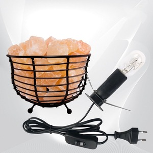 100% Natural Himalayan Salt Bowl Shape Metal Basket <b>Lamp</b> New Modern Design Air Purifier Carved for Modern Home Decoration - Product Image 3