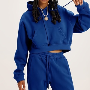 High Quality Custom Women Street Wear Hoodie and <b>Sweatpants</b> <b>Set</b> with Embroidered Logo Two Piece <b>Set</b> - Product Image 1