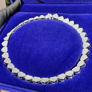 สร้อยคอเงินแท้ชุบแพลตตินั่มรูปหัวใจประดับเพชร สไตล์ฮิปฮอปสุดหรู - Product Image 4