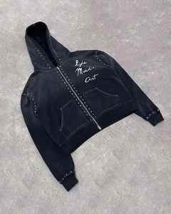 ชุดวอร์มผ้าคอตตอนมีฮู้ดโอเวอร์ไซส์พิมพ์ลายกางเกงชุดวอร์มผ้าฝ้ายระบายอากาศได้ดีมีสไตล์ออกแบบโลโก้ได้ตามต้องการ - Product Image 3