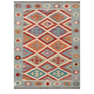 Alfombra Kilim de Maimana, Afganistán, 205 x 155 cm, Juego de Alfombras - Product Image 1