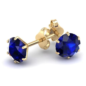 REYES Elegant Design Round Cut 2.6Ct Blue <b>Sapphire</b> Gemstone <b>Earrings</b> for Women Solitaire 925 Sterling Silver Moissanite Jewelry - Product Image 1