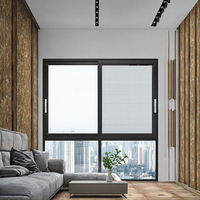 Ventanas Corredizas de Aluminio de Estilo Moderno, con Persianas de Acero Inoxidable, Doble Acristalamiento Templado, Insonorizadas, Apertura Horizontal para