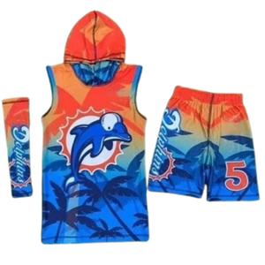 Uniformes de football 7v7 personnalisés pour équipes adultes, imprimés par sublimation, respirants, séchage rapide, grandes tailles, sans manches, compression Spandex/Nylon - Product Image 1