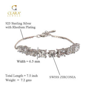 Bracelet solitaire Enzo en argent sterling 925 avec zircone suisse pour femmes et filles - Bracelets tennis tendance - Product Image 5