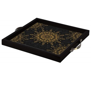 Bandeja de Madera con Diseño Moderno, Impresa en MDF, Forma Ovalada, para Servir en la Cocina del Hogar, Bandeja de Madera con Esmalte Impreso para Alimentos - Product Image 1