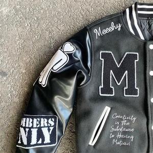 Chaquetas de Béisbol con Parches Bordados de Letras Personalizadas con Spray Arcoíris, Chaqueta Universitaria con Bloques de Color, Chaqueta Varsity para Hombre, Venta al Por Mayor OEM - Product Image 6