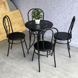 CBCF296 Modern Round Coffee Table and 4 Iron Cafe Chairs Combo <b>Restaurant</b> Furniture <b>Set</b> for <b>Restaurants</b> and Cafes - Product Image 4