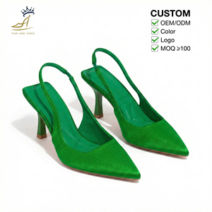 Zapatos de Tacón Alto con Punta en Pico y Tira Trasera de 7cm, Satén y PU, Marca Personalizada, Alta Calidad OEM/ODM, Fábrica en Vietnam - Product Image 1