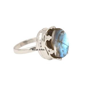 2025 Anillo de piedras preciosas de plata esterlina 925 Buena calidad Labradorita natural Oval Blue Eternity Vermeil Bisel Ajuste Joyería - Product Image 6