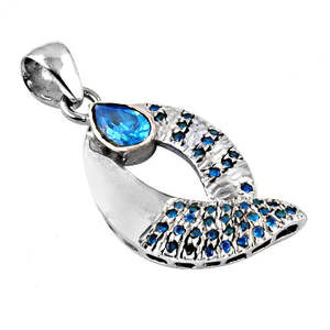 Colgante Moderno de Plata 925 con Gema Azul y Baño de Rodio en Oro Rosa para Mujer, Estilo Religioso, Joyería con Dije - Product Image 2