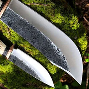 Juego de cuchillos de cazador hechos a mano, cuchillas de acero 1095 con asta y mangos de madera de rosa, cuchillo de caza de acero D2 para acampar - Product Image 4