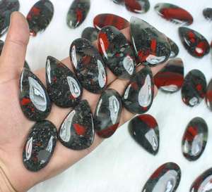 หินเลือดแอฟริกันธรรมชาติคุณภาพสูงขัดผสมรูปร่างเป็นจำนวนมากอัญมณีหลวมสำหรับทำจี้เงิน - Product Image 2