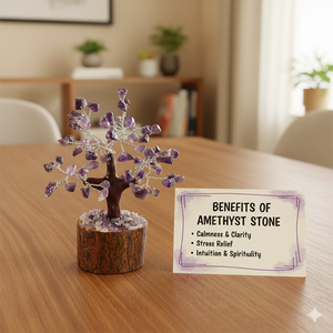 Feng Shui fait à la main petit arbre de pierre d'améthyste 60 perles puce cristal décor pour chambres pierre précieuse parfaite favoriser un sommeil réparateur - Product Image 2