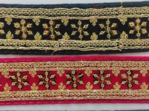 ริบบิ้นขอบลูกไม้กำมะหยี่ปักสองหน้าประดับด้วยเลื่อมโลหะสำหรับเสื้อผ้าผู้หญิงกระเป๋าสตางค์และรองเท้า-ขายส่งจำนวนมาก - Product Image 5