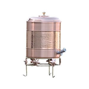 Distributeur d'eau en métal cuivre pur à moitié martelé de vente chaude au meilleur prix de l'Inde - Product Image 1