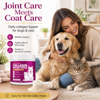 Complément alimentaire en poudre de collagène et peptides pour chiens et chats : soutien articulaire, santé de la peau et du pelage, glucosamine, MSM, vitamines pour animaux de compagnie (OEM)
