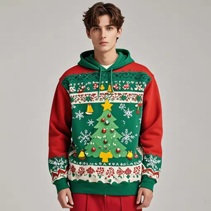 Novedad, Sudadera con Capucha Navideña en Oferta, Sudadera con Capucha Navideña, Sudadera con Capucha de Papá Noel, Manga Larga, Tela de Algodón - Product Image 3