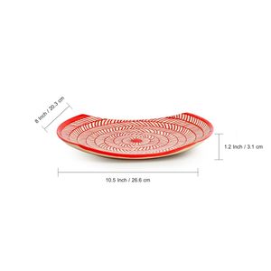 ชุดจานเซรามิกสีแดงและสีขาว4ชิ้นที่ทันสมัยสำหรับงานแต่งงานและงานเฉลิมฉลองเทศกาลดิวาลิ - Product Image 5