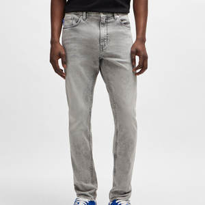 Trendy Pants Men <b>Jean</b> Pants Cotton Breathable Washed Straight Solid Color Denim Pants <b>Elastic</b> <b>Waist</b> Custom <b>Jeans</b> OEM Serviced - Product Image 1