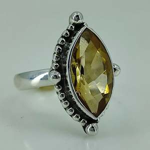 Navya Craft – Nouvelle collection de bijoux pour homme en argent sterling 925, style bohème, avec pierre précieuse citrine marquise, tailles US 4 à 14, collection jaune de novembre - Product Image 1