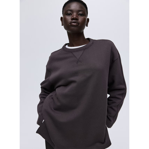 Sweat-shirts à col rond en molleton de coton mélangé avec logo personnalisé en gros pour survêtements pour femmes, sweat-shirt à épaules tombantes, pull à capuche OEM - Product Image 5