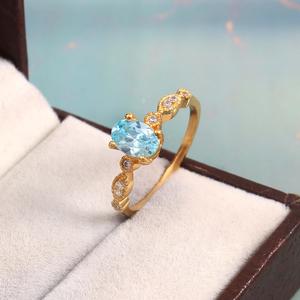 Anillo de ajuste de Punta clásica de Plata de Ley 925 con CZ azul y blanco para regalos de cumpleaños y aniversario de mujeres - Product Image 3