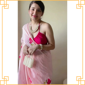 Saree en georgette classique imprimé de qualité supérieure avec motifs Paisley pour filles, vêtements de fête pour femmes, saree à vendre - Product Image 5