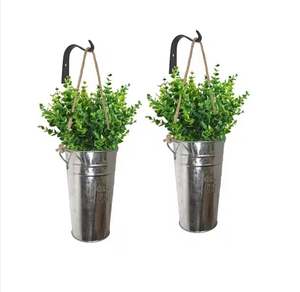 Jardinières galvanisées à la main classiques avec poignées de corde pour la décoration intérieure plantes Pot conteneur accessoires pour la maison fournitures - Product Image 2