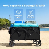 Chariot pliable robuste en nylon à quatre roues avec poignée rebondissante, pour le shopping, le rangement, personnalisable, conception OEM, utilisation à la plage