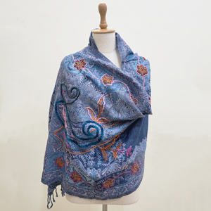 ผ้าคลุมไหล่ขนสัตว์สีฟ้าอ่อนผ้าพันคอยาวพิมพ์ลายให้ความอบอุ่นผ้าหนาสำหรับฤดูหนาว - Product Image 2