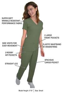Conjuntos de uniformes médicos de enfermería Premium para mujer, uniforme médico de algodón y poliéster Spandex, pantalones para correr, traje para médicos de Hospital - Product Image 6
