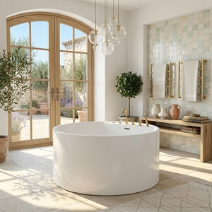 Baignoire autoportante en acrylique FW-M-2001 contemporaine, écologique, pour bain profond, OEM/ODM, pour appartements et hôtellerie - Product Image 4