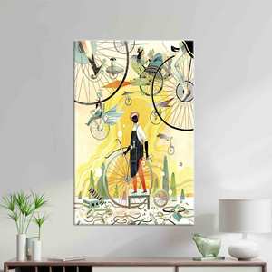 Impression sur toile abstraite de vélo : design graphique de cyclisme fantaisiste, toile enveloppée - Product Image 1