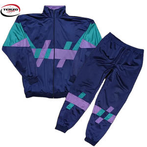 Venta al por mayor de tallas grandes para hombre conjuntos de 2 piezas de manga larga con cremallera completa transpirable cortavientos chándal chaqueta pantalones diseño impreso - Product Image 4