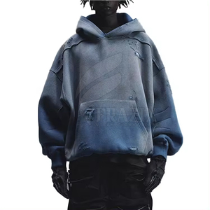 Nouveaux sweats à capuche décontractés pour hommes, grande taille, en coton uni délavé à l'acide, de haute qualité, avec logo personnalisé - Product Image 1