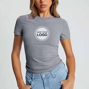Camisetas de manga corta de algodón para mujer, camisetas de cuello redondo, camisetas transpirables informales suaves, Camisetas básicas - Product Image 6