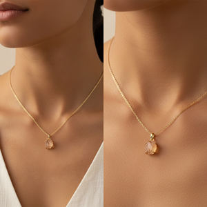 Pendentif en argent sterling plaqué or avec citrine brute, fait à la main, tendance, collier ajustable pour femme, cadeau de fiançailles, de mariage ou de fête - Product Image 6