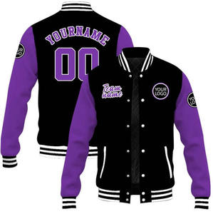 Veste de baseball universitaire OEM personnalisée 2024 pour hommes, vol décontracté, bombardier Letterman, vêtements d'extérieur fendus, broderie unisexe - Product Image 4