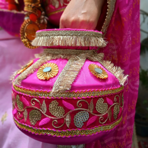 Ghadoli décoratif en acier inoxydable pour les mariages indiens Baby Showers Cérémonies Punjabi Jaggo Guirlandes de mariage Matki Couronnes - Product Image 1