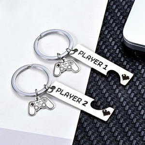 Divertido juego llavero gamer regalos llavero jugador 1 2 parejas a juego llaveros colgante amante regalos Metal Gamer Player llavero - Product Image 2