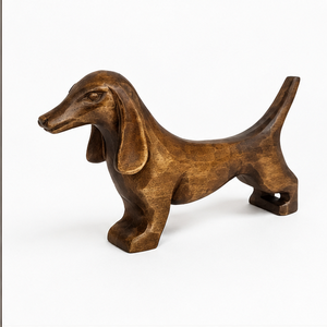 Escultura de Perro Salchicha Hecha a Mano en Madera de Acacia, Figura Animal Tallada Minimalista y Ecológica, Decoración de Mesa, Arte Rústico para Sala de Estar - Product Image 4